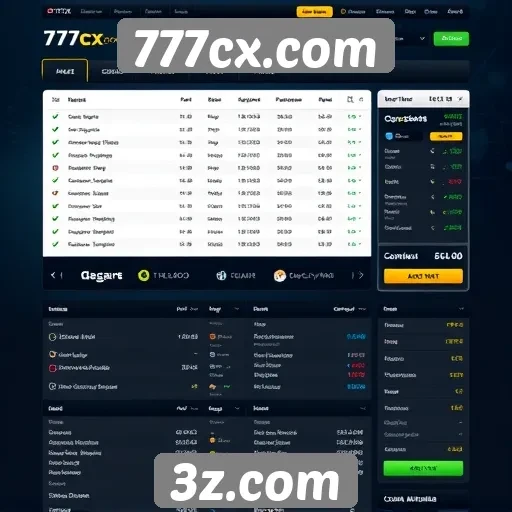 Interface do usuário do site 777cx.com